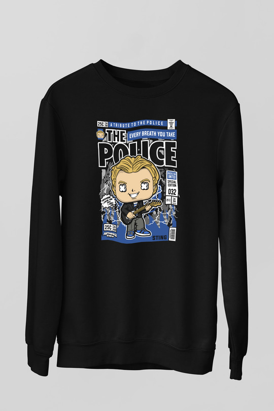 The Police Sting Baskılı Unisex Siyah Sweatshirt