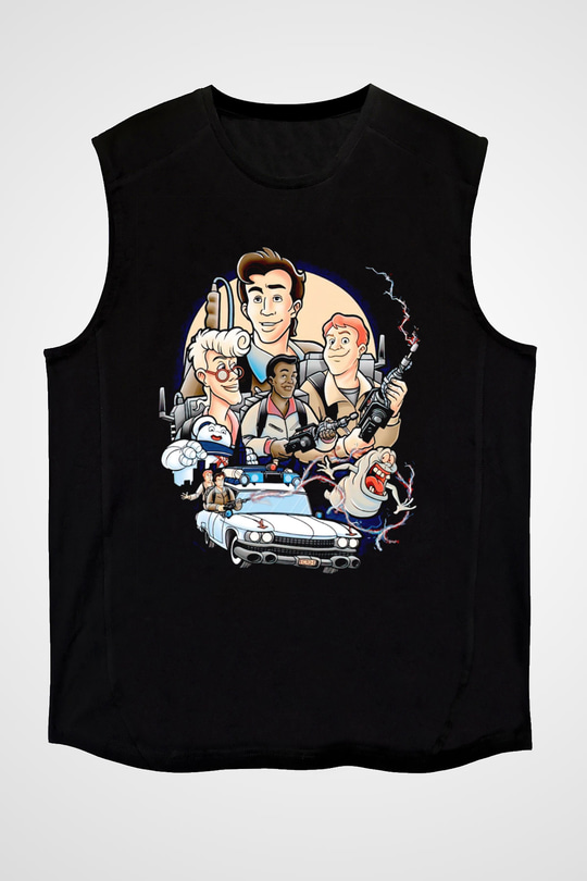 The Real Ghostbusters Hayalet Avcıları Siyah Unisex  Kolsuz Tişört