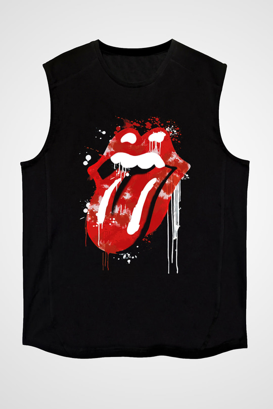 The Rolling Stones Logo Siyah Unisex Kolsuz Tişört