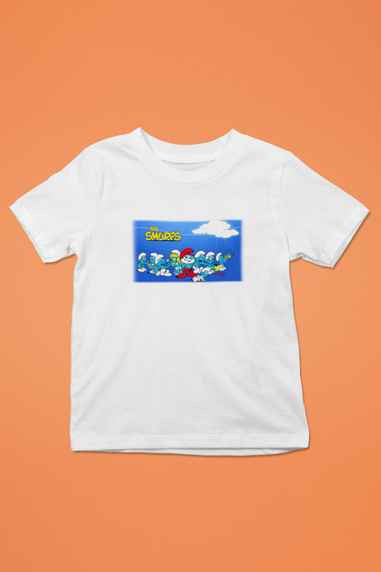 The Smurfs Şirinler Baskılı Beyaz Unisex Çocuk Tişört