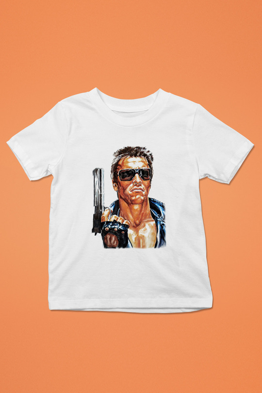 The Terminator Baskılı Beyaz Unisex Çocuk Tişört