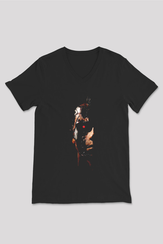 The Terminator Siyah Unisex V Yaka Tişört T-Shirt