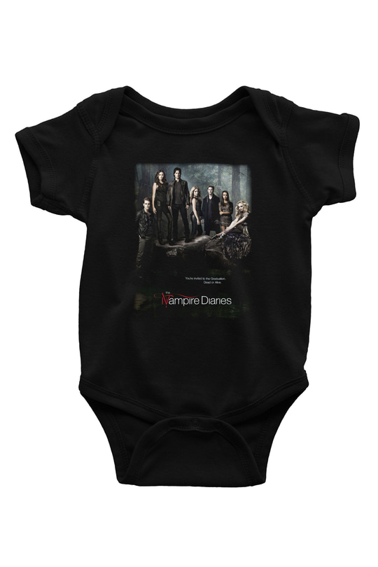 The Vampire Diaries Baskılı Siyah Bebek Body - Zıbın