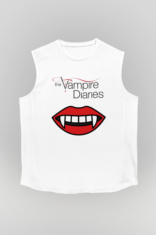 The Vampire Diaries Beyaz Unisex Kolsuz Tişört