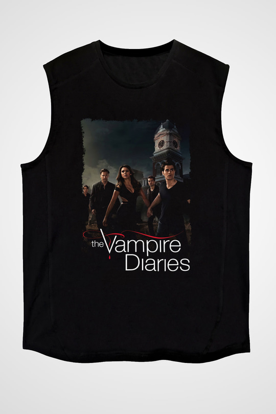 The Vampire Diaries Siyah Unisex Kolsuz Tişört