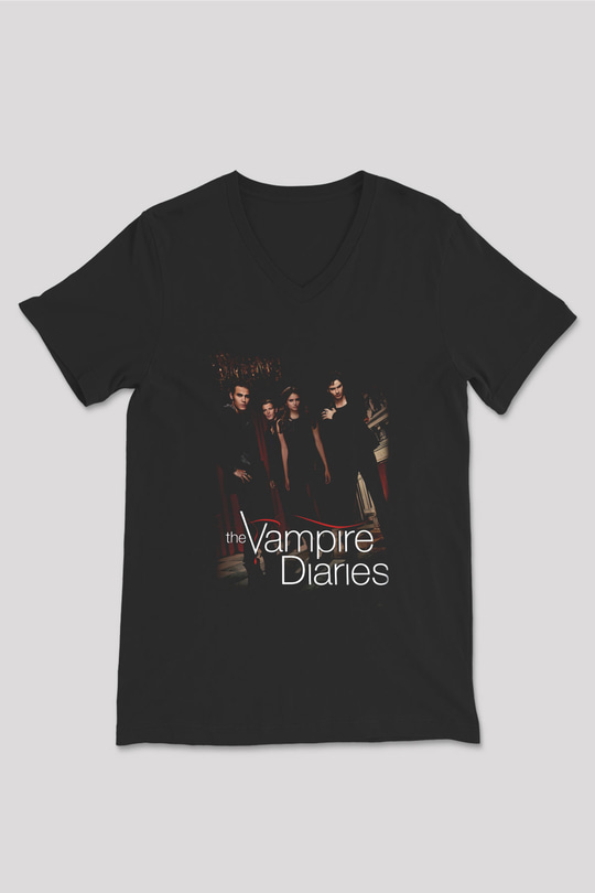 The Vampire Diaries Siyah Unisex V Yaka Tişört