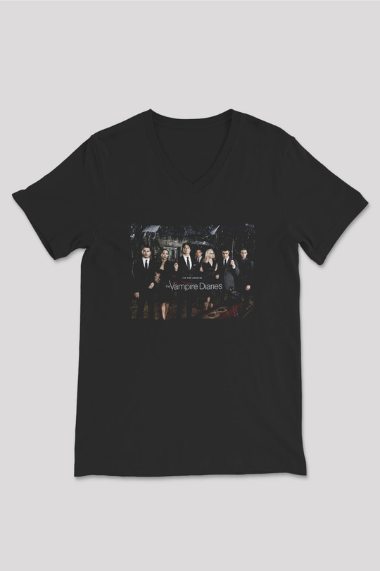 The Vampire Diaries Siyah Unisex V Yaka Tişört