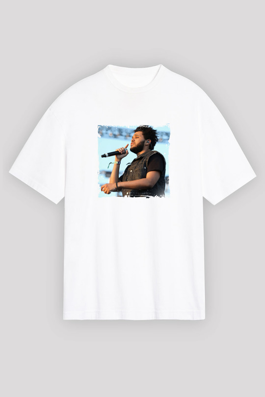 The Weeknd Baskılı Unisex Beyaz Tişört