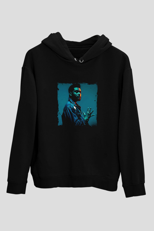 The Weeknd Baskılı Unisex Siyah Hoodie