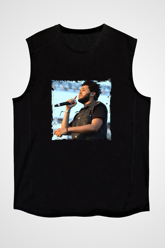 The Weeknd Baskılı Unisex Siyah Kolsuz Tişört