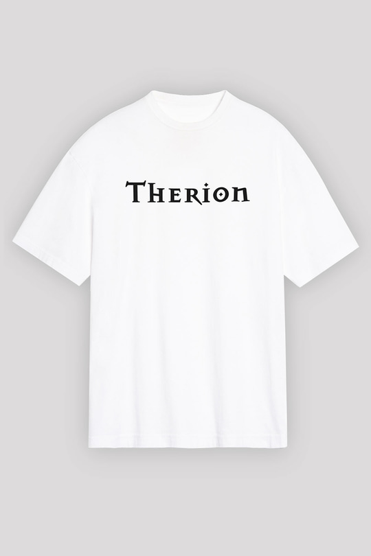 Therion Baskılı Beyaz Unisex Oversize Tişört - Tshirt