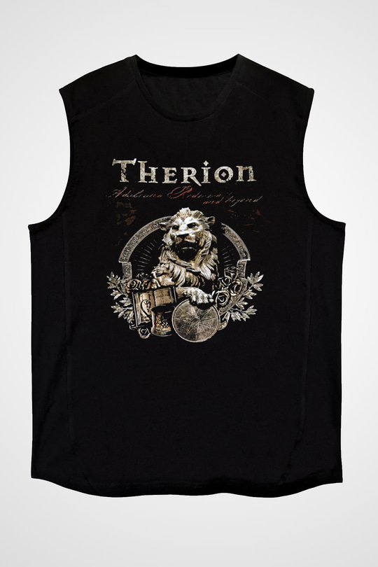 Therion Baskılı Unisex Siyah Kolsuz Tişört - Tshirt