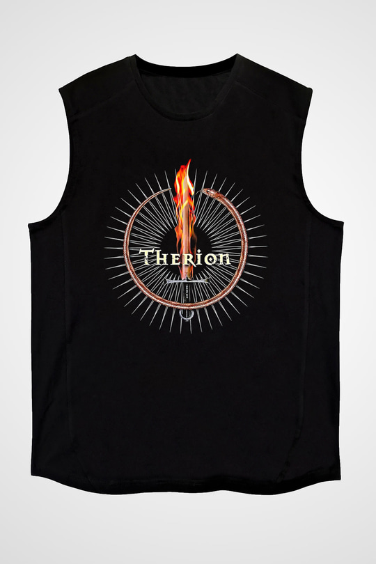 Therion Baskılı Unisex Siyah Kolsuz Tişört - Tshirt
