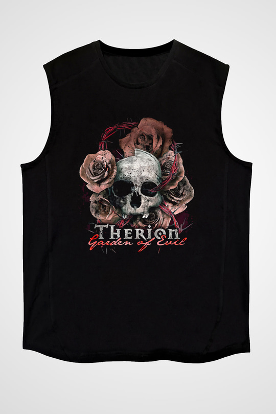 Therion Baskılı Unisex Siyah Kolsuz Tişört - Tshirt