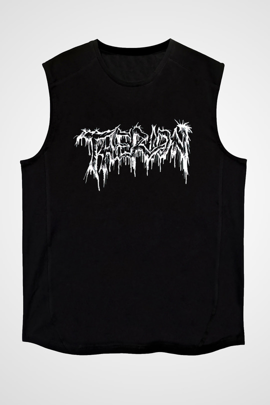 Therion Baskılı Unisex Siyah Kolsuz Tişört - Tshirt