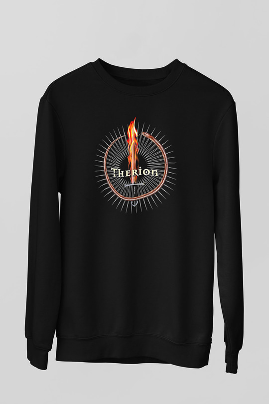 Therion Baskılı Unisex Siyah Sweatshirt