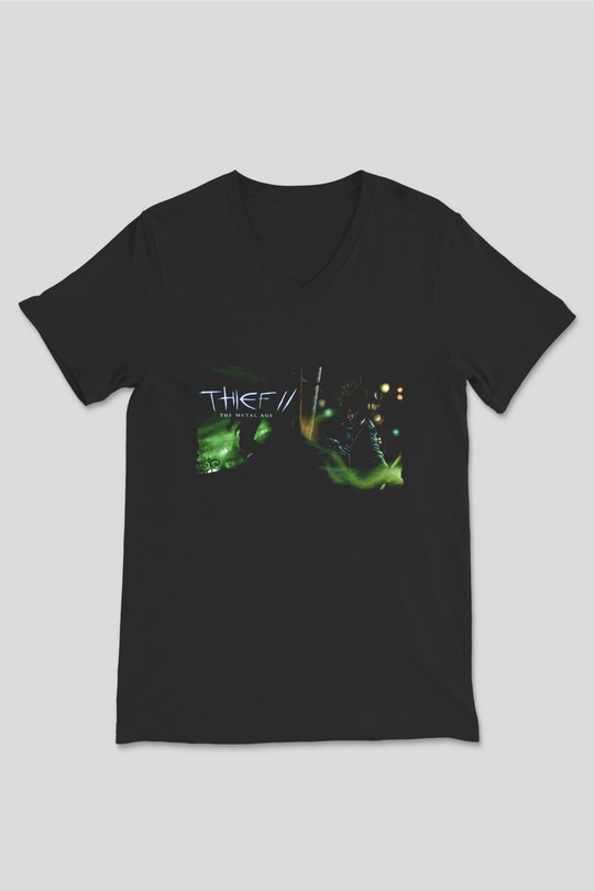 Thief Siyah Unisex V Yaka Tişört