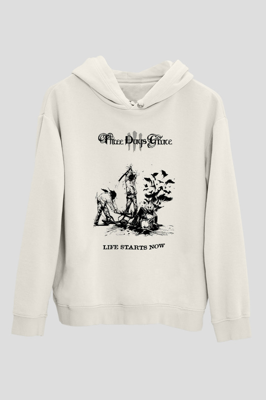 Three Days Grace Beyaz Unisex Kapşonlu Sweatshirt