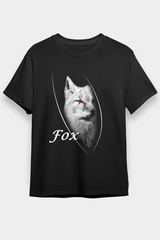 Tilki Siyah Unisex Tişört T-Shirt - TişörtFabrikası