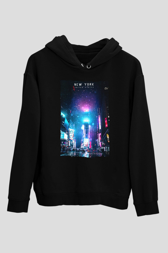 Times Square Siyah Unisex Hoodie
