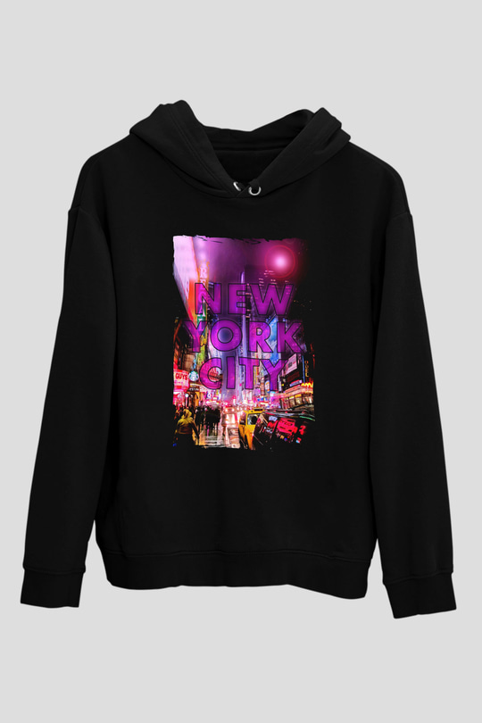 Times Square Siyah Unisex Hoodie
