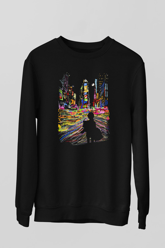 Times Square Siyah Unisex Sweatshirt