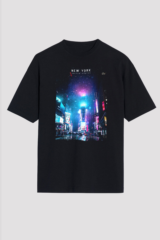 Times Square Siyah Unisex Tişört T-Shirt - TişörtFabrikası