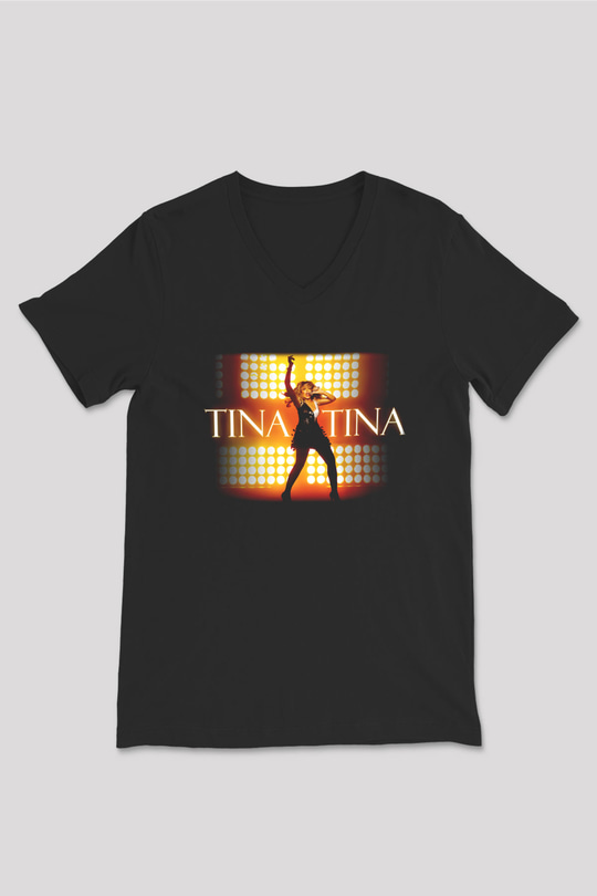 Tina Turner Siyah Unisex V Yaka Tişört T-Shirt