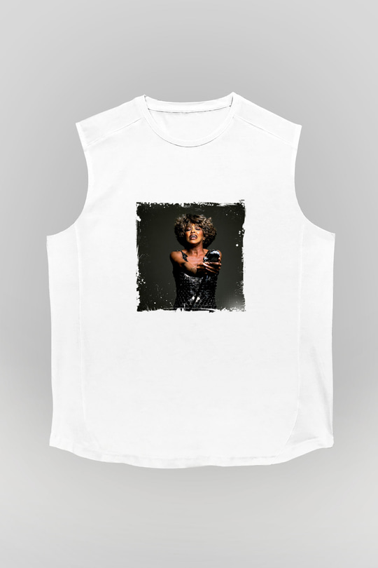 Tine Turner Baskılı Unisex Beyaz Kolsuz Tişört