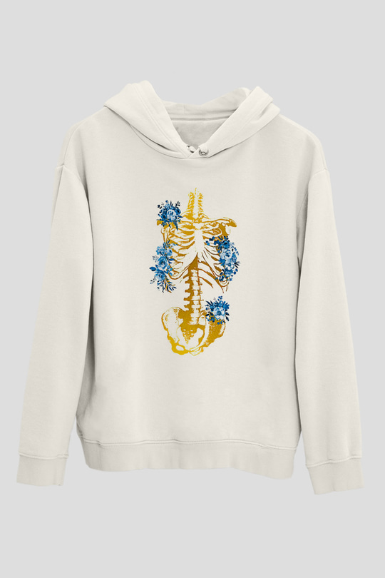 Tıp Bayramı Baskılı Beyaz Unisex Kapüşonlu Sweatshirt