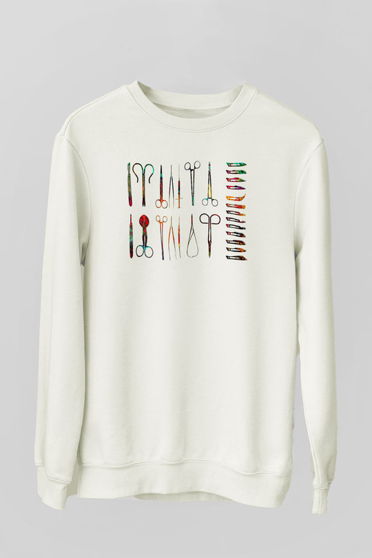 Tıp Bayramı Baskılı Beyaz Unisex Sweatshirt