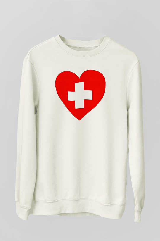 Tıp Bayramı Baskılı Beyaz Unisex Sweatshirt