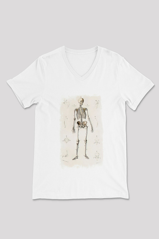 Tıp Bayramı Baskılı Beyaz Unisex V Yaka Tişört - Tshirt