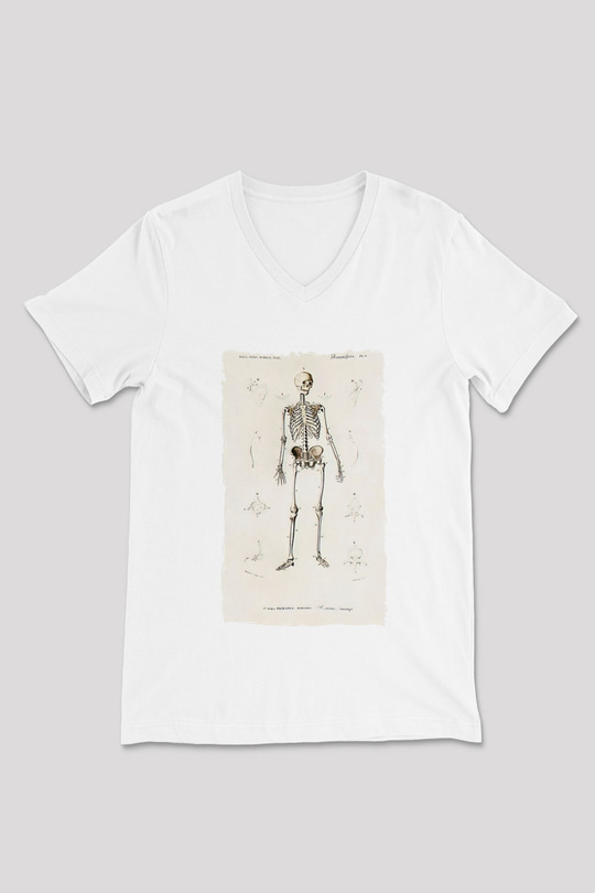 Tıp Bayramı Baskılı Beyaz Unisex V Yaka Tişört - Tshirt