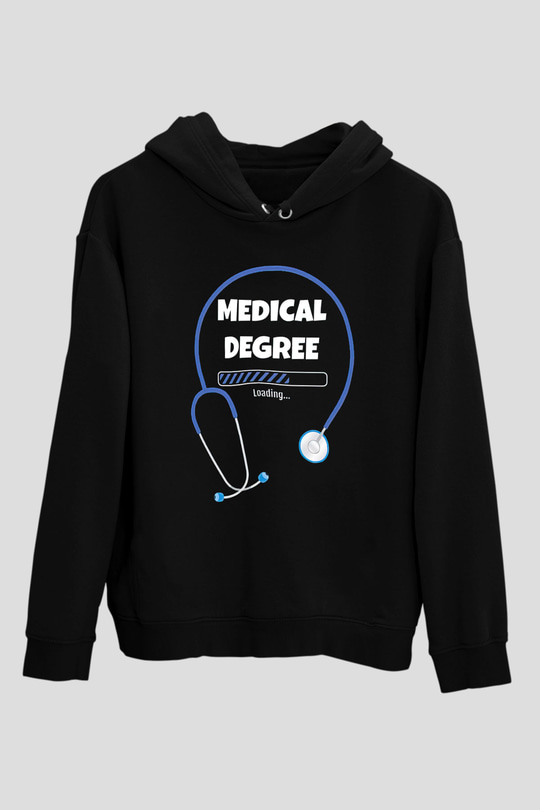 Tıp Bayramı Baskılı Unisex Siyah Hoodie