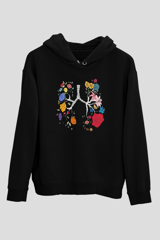 Tıp Bayramı Baskılı Unisex Siyah Hoodie