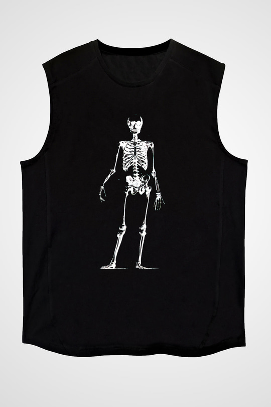 Tıp Bayramı Baskılı Unisex Siyah Kolsuz Tişört - Tshirt