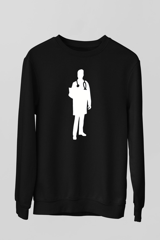 Tıp Bayramı Baskılı Unisex Siyah Sweatshirt