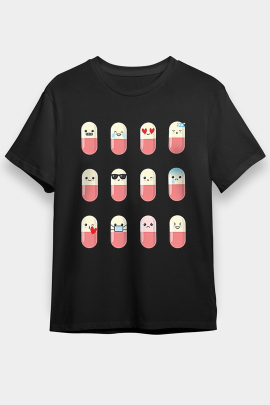Tıp Bayramı Baskılı Unisex Siyah Tişört - Tshirt