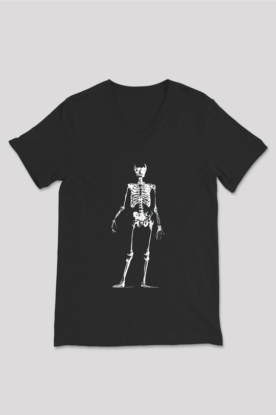 Tıp Bayramı Baskılı Unisex Siyah V Yaka Tişört - Tshirt