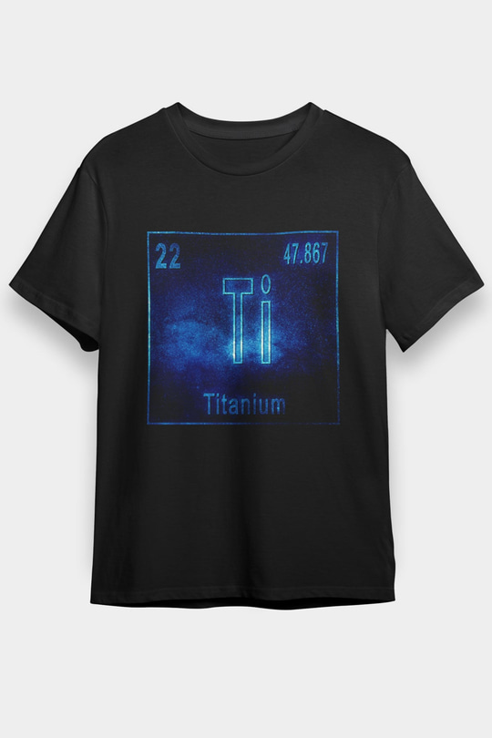 Titanyum Atom Numarası Baskılı Unisex Siyah Tişört