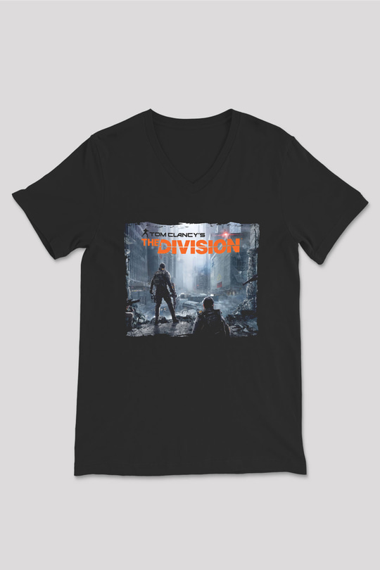 Tom Clancy Siyah Unisex V Yaka Tişört