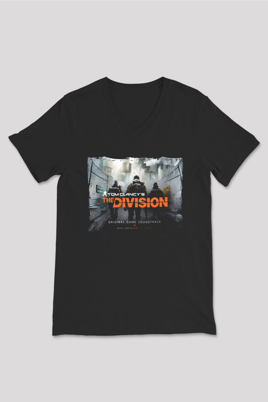 Tom Clancy Siyah Unisex V Yaka Tişört