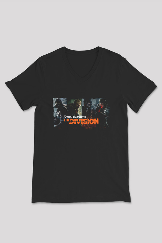 Tom Clancy Siyah Unisex V Yaka Tişört