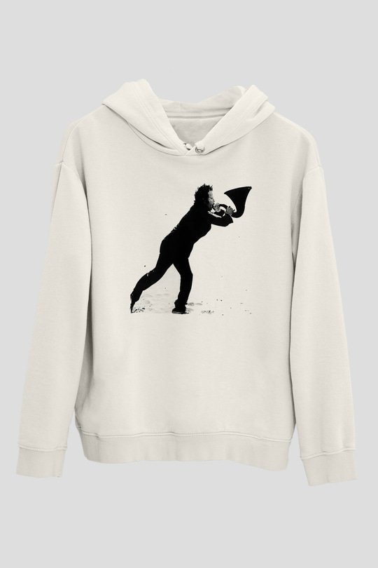 Tom Waits Baskılı Beyaz Unisex Kapüşonlu Sweatshirt