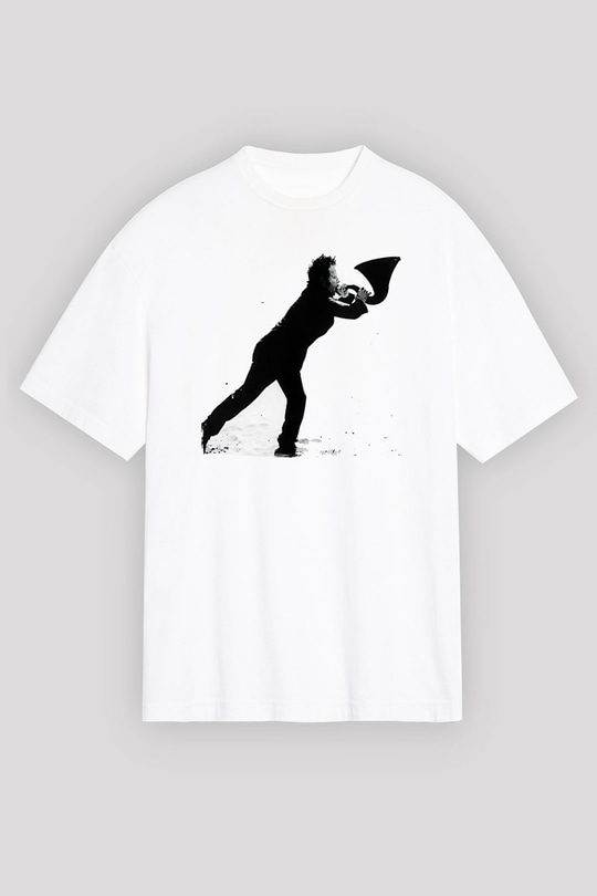 Tom Waits Baskılı Beyaz Unisex Oversize Tişört - Tshirt