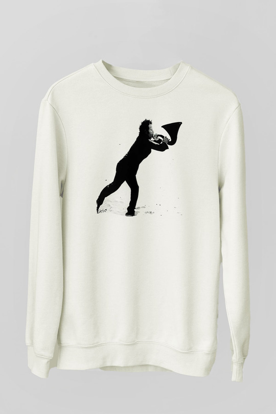 Tom Waits Baskılı Beyaz Unisex Sweatshirt