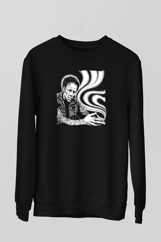 Tom Waits Baskılı Unisex Siyah Sweatshirt