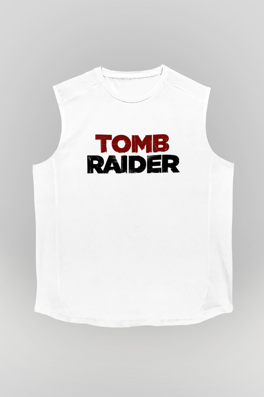 Tomb Raider Beyaz Unisex Kolsuz Tişört