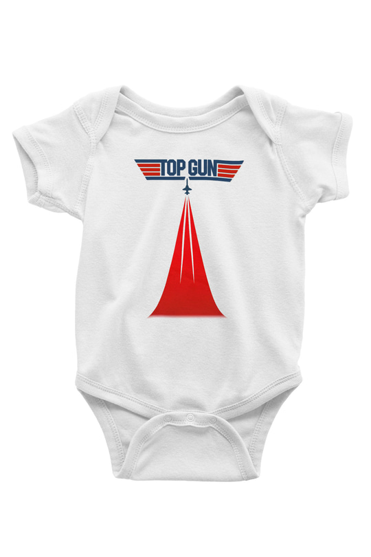 Top Gun Baskılı Beyaz Unisex Bebek Body - Zıbın